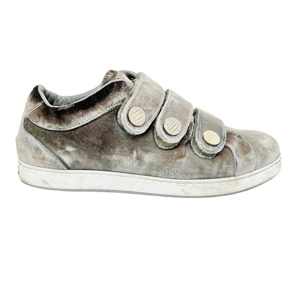 JIMMY CHOO Ny Velvet Sneakers In Moonstone Grey Size 6.5 - Picture 2 of 14